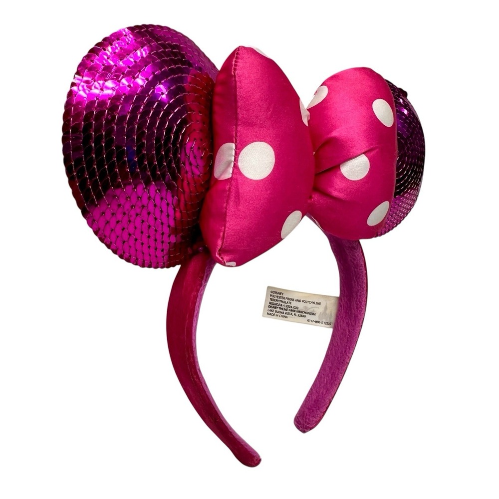 Original Disney Parks Pink W Pink Polka Dot Bow Minnie Ears - Picture 2 of 10